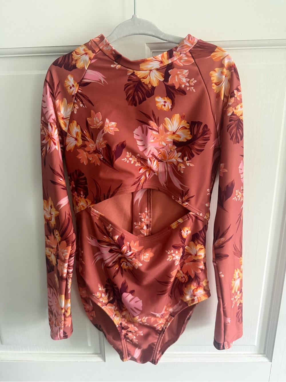 art class Floral Long-Sleeve One-Piece in Rust, Pink & Yellow